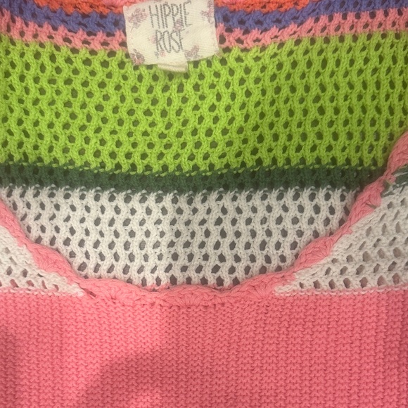 Hippie Rose Scoop Neck Sweater in Pink, Orange, and Green Stripes - Picture 6 of 6